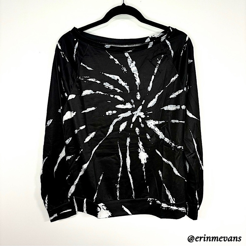 Tie Dye Top Off Shoulder Black White Medium New Clearance
